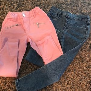 Girls 2 pairs of Jeans 1 Pink & 1 washed Blue